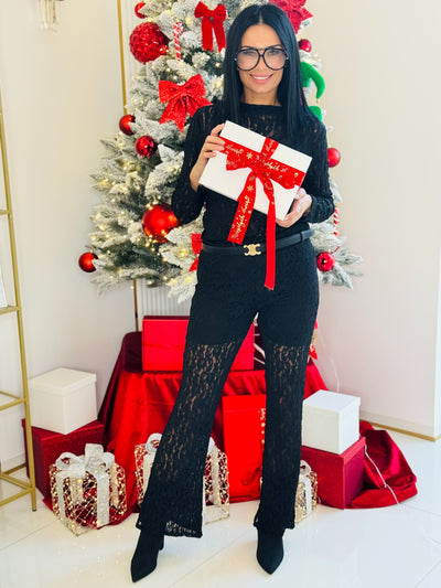 Komplet Koronkowy – Bluzka i Spodnie