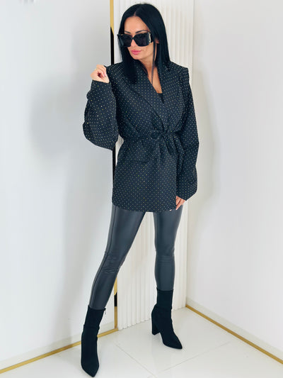 Marynarka Oversize Zdobiona Dżetami