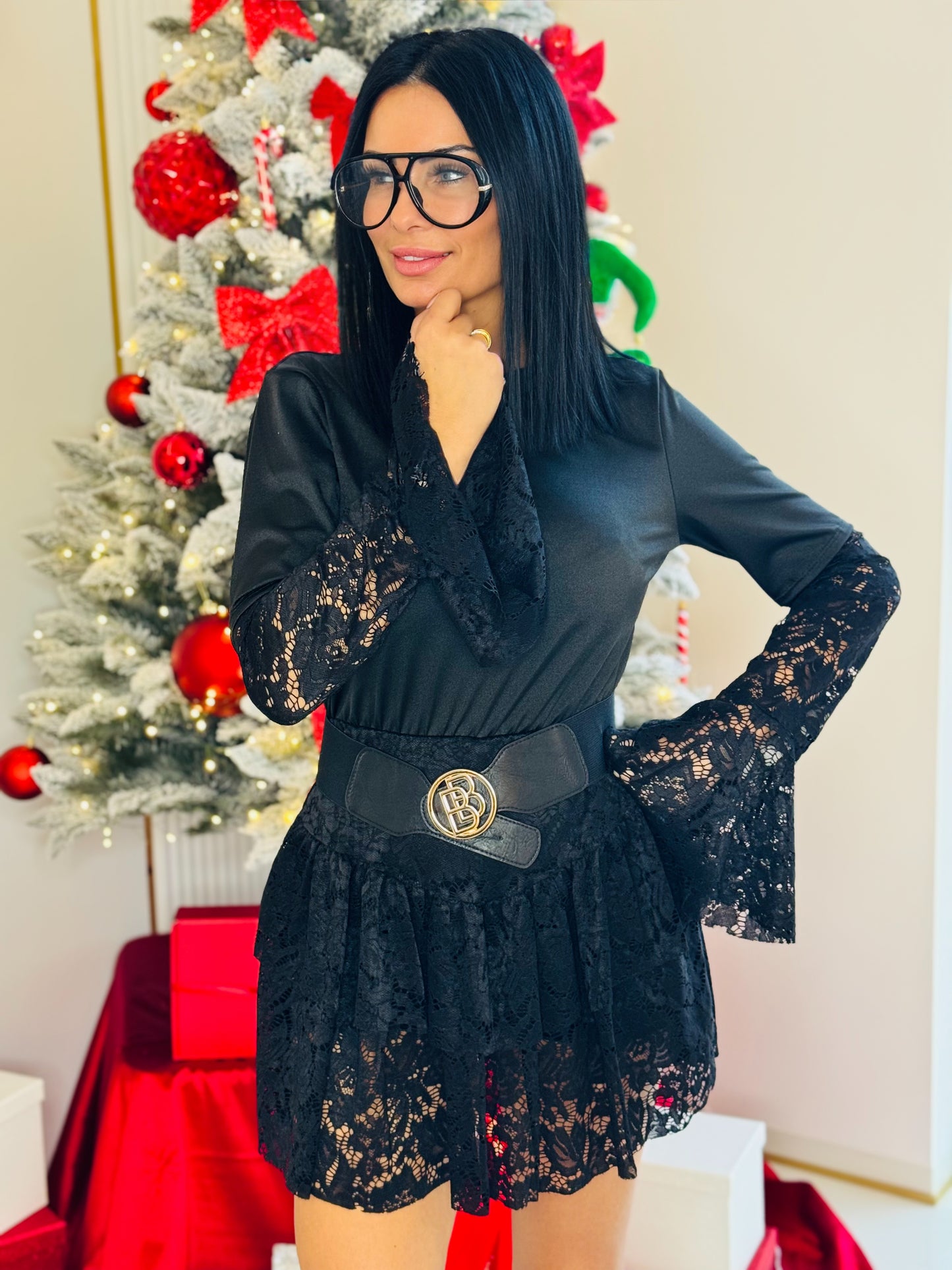 Czarna Sukienka z wszytymi szortami - Fason 2w1