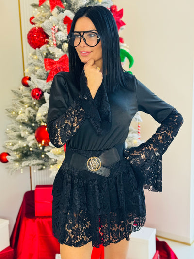 Czarna Sukienka z wszytymi szortami - Fason 2w1