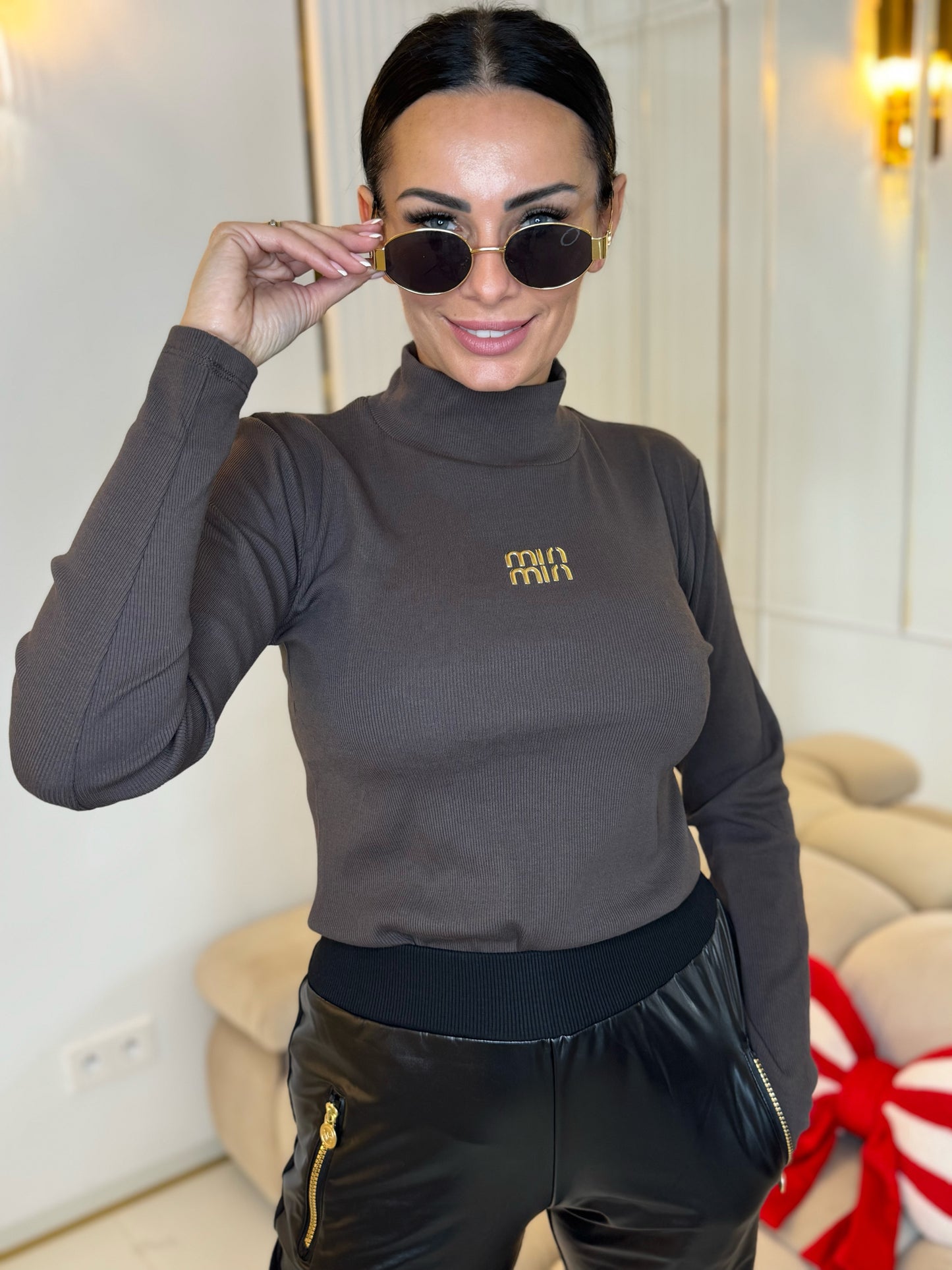 Golf Basic w Prążki Slim Fit