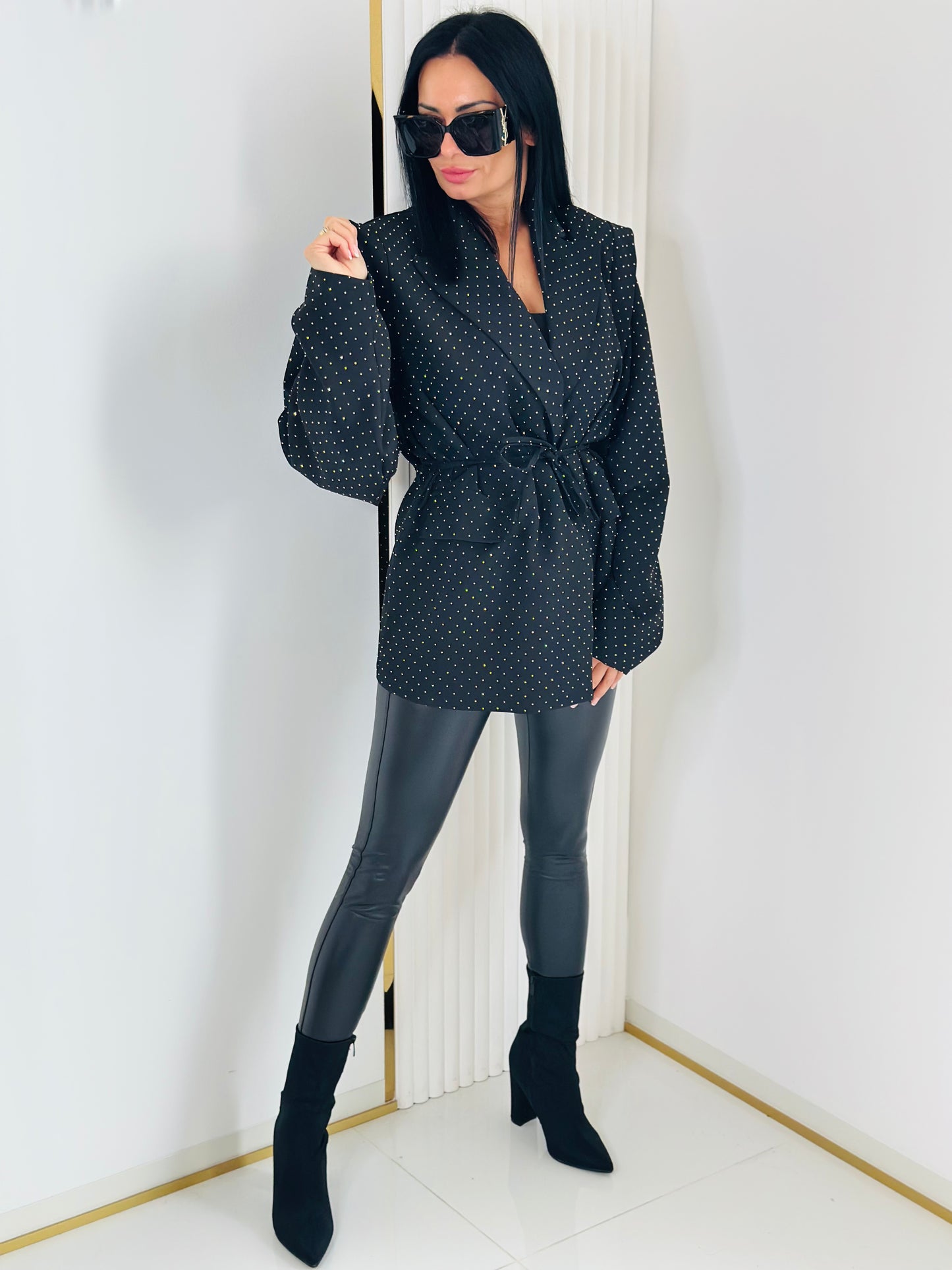 Marynarka Oversize Zdobiona Dżetami