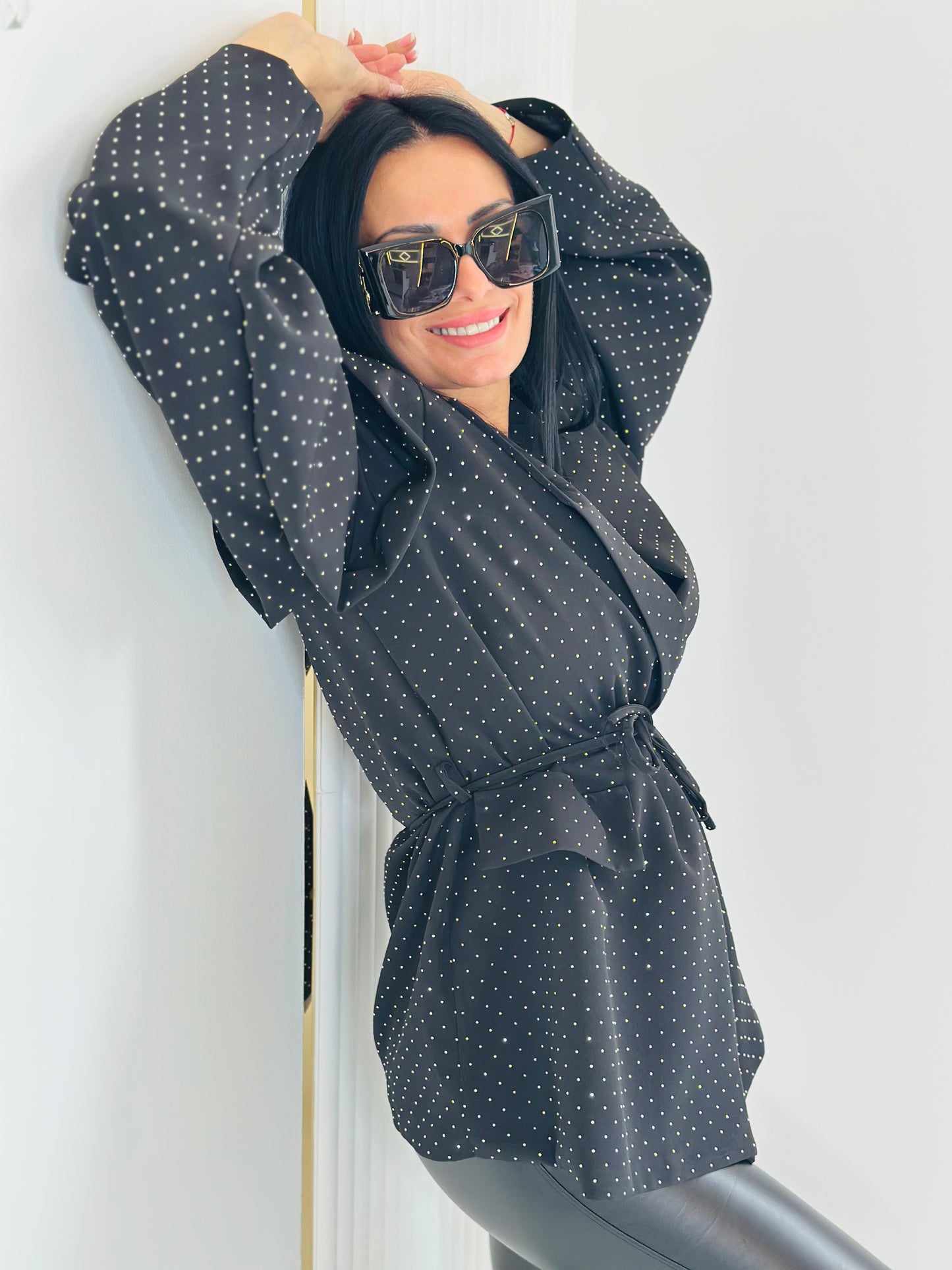 Marynarka Oversize Zdobiona Dżetami