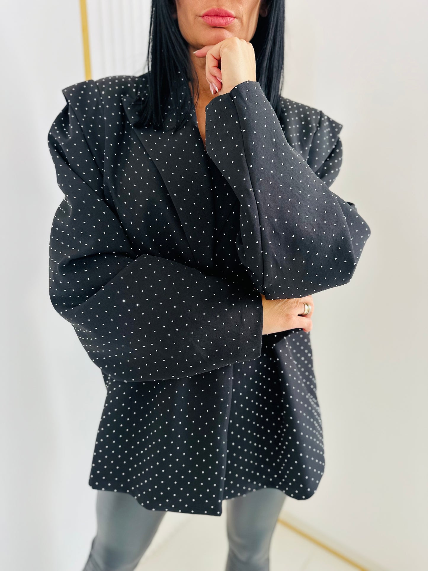 Marynarka Oversize Zdobiona Dżetami