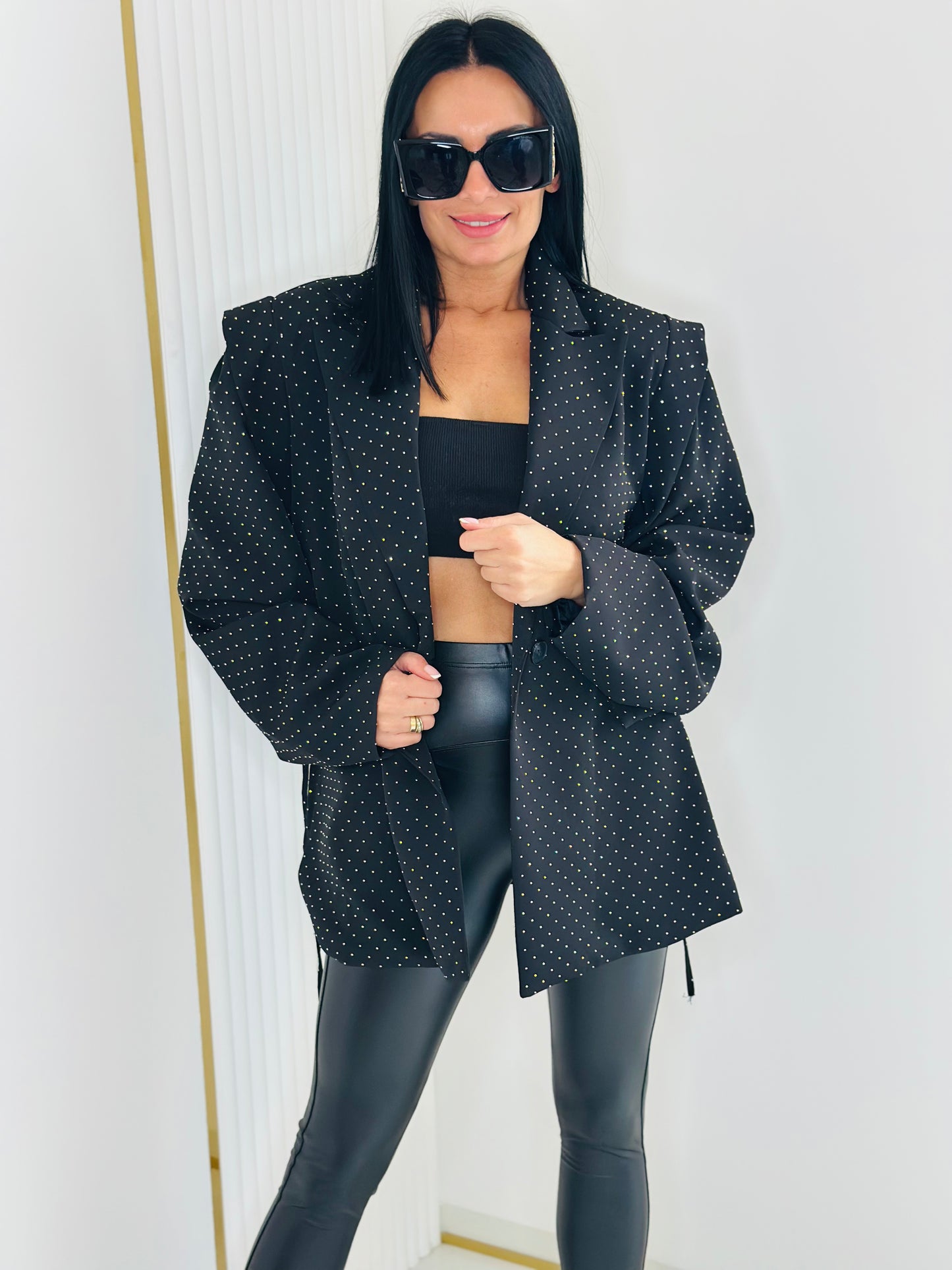 Marynarka Oversize Zdobiona Dżetami