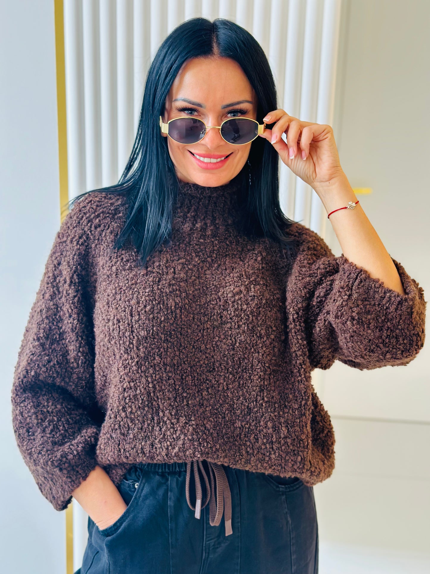 Sweter Oversize – Puszysta Dzianina typu Baranek