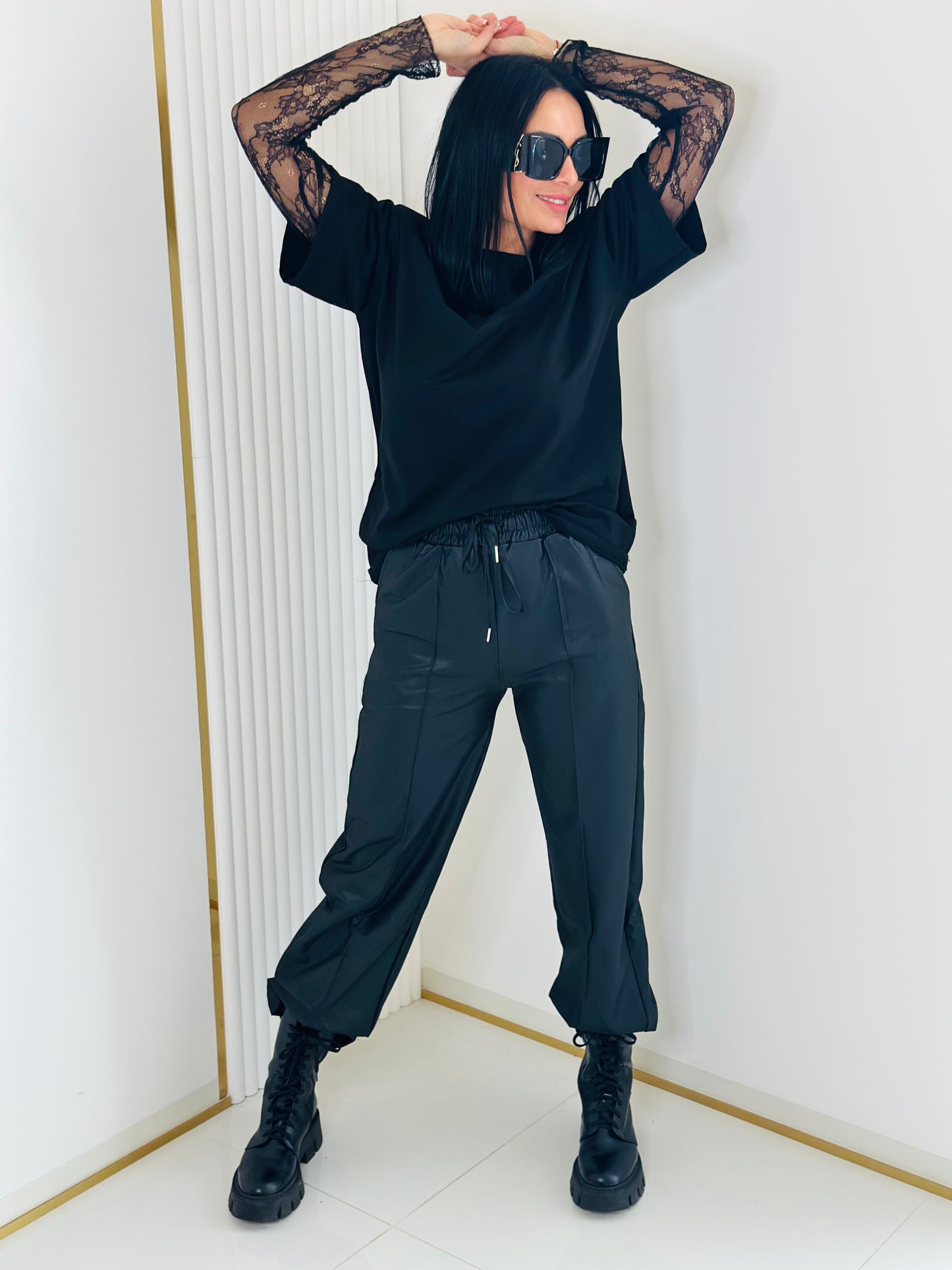 Spodnie z Ekoskóry Szeroka nogawka